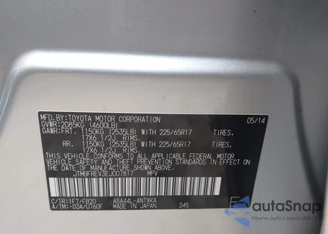 2014 Toyota Rav4 Le from USA, damaged, VIN JTMBFREV3EJ007817